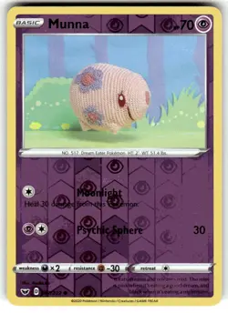 Munna 2020 Sword Shield Reverse Holo Common Pokemon Card 087/202 (NM) - Image 1