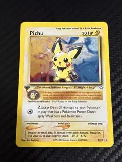 1st Edition Pichu 12/111 Holo Rare Neo Genesis Pokemon Card NM- - Image 1