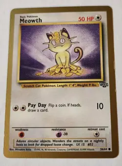 Meowth Gold Bordered Promo Jungle 56/64 LP English Pokemon - Image 1