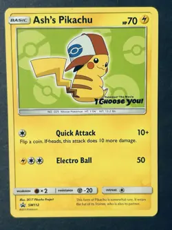 Ash's Pikachu SM112 Black Star Promo Pokemon Card NM - Image 2