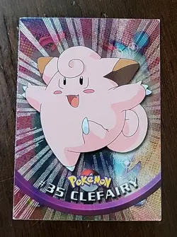 DMG! HOLO FOIL RAYS Clefairy #35 - Topps Pokemon Series 1 Black Logo 1999 - Image 1