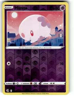 Reverse Holo Munna 121/264 Fusion Strike Common Pokemon TCG - Image 1