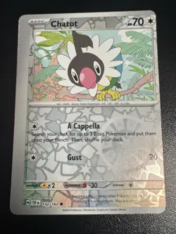 Pokemon - Chatot 132/162 Reverse Holo - Temporal Forces - Missprint Error Miscut - Image 1
