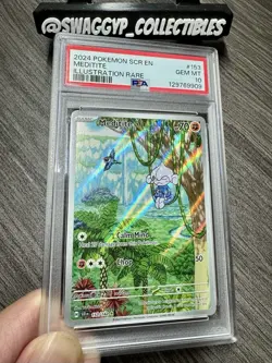 ◓Meditite 153/142 Stellar Crown- Pokemon Holo Full Art Illustration Rare PSA 10◓ - Image 3