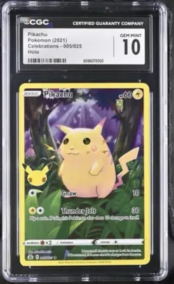 2021 POKEMON CELEBRATIONS #005 FULL ART/PIKACHU CGC 10 GEM MINT 💎 - Image 1