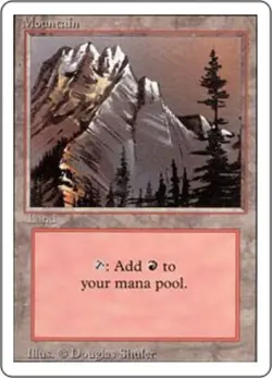 Basic Lands 10 MTG Mountain (A) - Slate, Light Play, English Revised Edition - Image 1