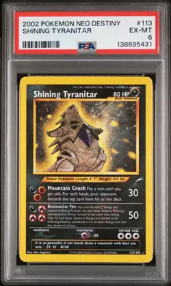 2002 POKEMON NEO DESTINY #113 SHINING TYRANITAR PSA 6 - Image 1