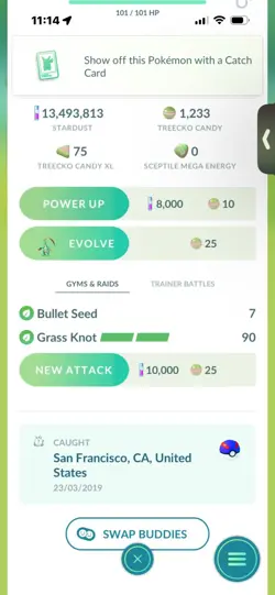 Pokemon Go Shiny Treecko ( Reduced ) - Image 2