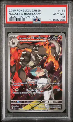 2025 POKEMON DRI EN-DESTINED RIVALS #191 TEAM ROCKET'S HOUNDOOM PSA 10 - Image 1