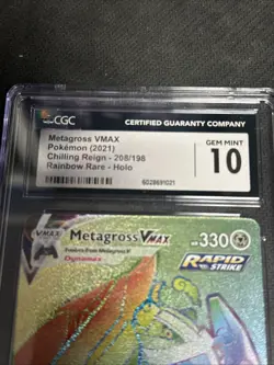 CGC 10 Metagross VMAX Rainbow Rare 208/198 Pokemon Chilling Reign - Image 2