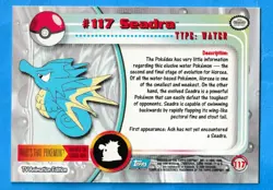 2000 Topps Pokemon TV Animation Edition Seadra #117 Blue Topps Logo NM-MT - Image 2