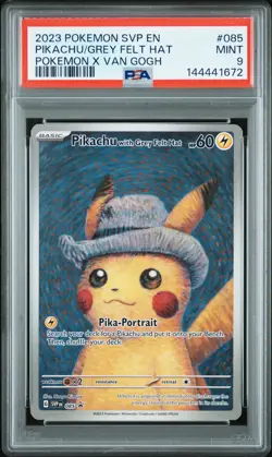 2023 POKEMON SVP EN-SV BLACK STAR PROMO #085 PIKACHU WITH GREY FELT HAT PSA 9 - Image 1