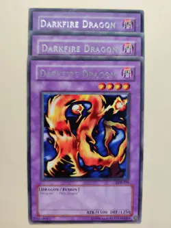 3x YUGIOH! DARKFIRE DRAGON LOB-019 LOB-019 RARE LP - Image 1