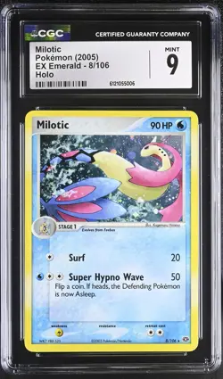 CGC 9 Milotic 8/106 Holo EX Emerald Pokemon - Image 1
