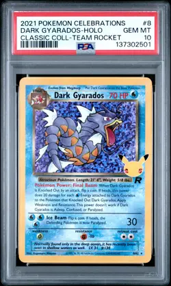 2021 POKEMON CELEBRATIONS CLASSIC COLL #8 DARK GYARADOS-HOLO PSA 10 - Image 1