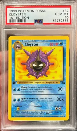 1999 Pokemon Fossil Cloyster 1st Edition 32/62 PSA 10 Gem Mint - Image 1
