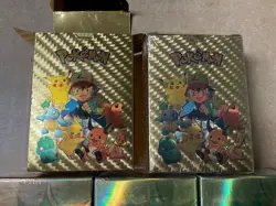 Five packs of gold foil Pokemon cards...four are sealed - Image 3