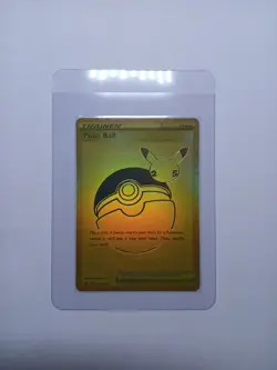 Pokemon Poke Ball Gold Celebrations Ultra Premium Limited Trainer Promo Card NM+ - Image 1