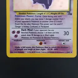 Gengar 5/62 Holo Rare Fossil LP Pokemon Card - Image 4