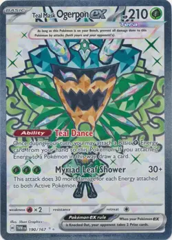Holo Teal Mask Ogerpon ex - 190/167 Ultra Rare Twilight Masquerade Pokemon TCG - Image 1