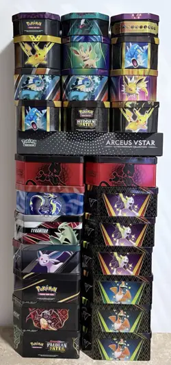 Pokemon Tcg - Empty Tin Lot (26 Tins) Various Sets 2020-2026 - Storage/ Display - Image 1