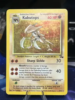 Pokemon TCG Kabutops Unlimited Fossil Holo Rare 9/62 1999 LP Vintage - Image 1