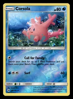 Corsola 36/149 Uncommon Sun & Moon Reverse Holo Pokemon NM - Image 1