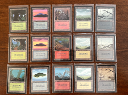 MTG Beta Complete Set of Lands (15 cards), minor edge wear - Image 1