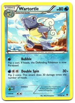 Wartortle 15/101 - Plasma Blast Uncommon Pokemon TCG - HP Card - Image 1