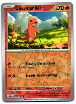 Charmander 004/165 - 151 Common Pokemon TCG Reverse Holo - M/LP Card - Image 1