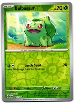 Bulbasaur 001/165 - 151 Common Pokemon TCG Reverse Holo - LP Card - Image 1