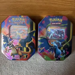 Pokemon TCG: Mega Charizard X and Y ex Tins (One of each X + Y) - Sealed - Image 1