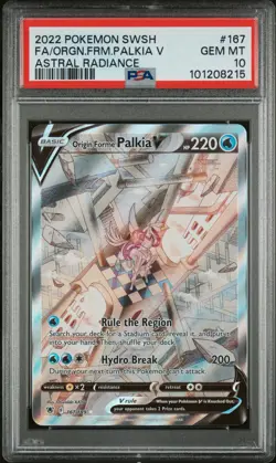 2022 Pokemon Astral Radiance Origin Forme Palkia V 167/189 PSA 10 Gem Mint FA - Image 1
