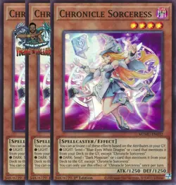 Yugioh! 3x Chronicle Sorceress MZMU-EN032 Super Rare 1st Ed NM - Image 1