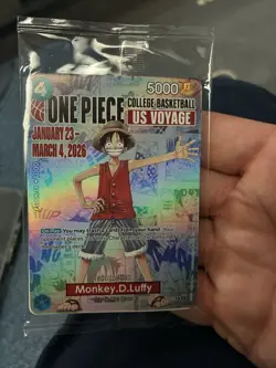 Bandai One Piece Card Monkey D. Luffy Holo Promo College Basketball US Voyage - Image 1