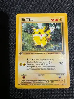 1999 Pokemon W Stamp 1st Edition Pikachu 60/64 Jungle Set WOTC Gold Promo Card - Image 1