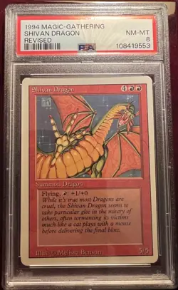 MTG Shivan Dragon Revised PSA 8 NM-MT Magic The Gathering - Image 1