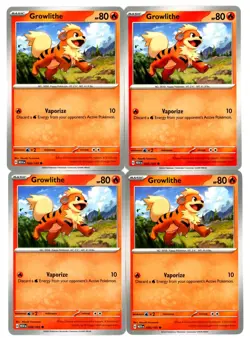 4x Pokemon TCG Growlithe 058/165 Sv: Scarlet & Violet 151 Playset - Image 1