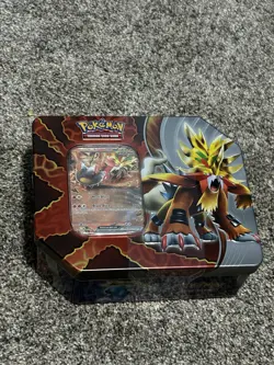 Pokemon TCG Paradox Destinies Collectors Tin Gouging Fire ex Sealed. - Image 1