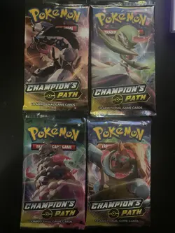 4 Champion's Path Booster Pack COMPLETE ART SET New SEALED Pokemon TCG 2020 - Image 1