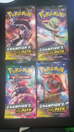 4 Champion's Path Booster Pack COMPLETE ART SET New SEALED Pokemon TCG 2020 - Image 3
