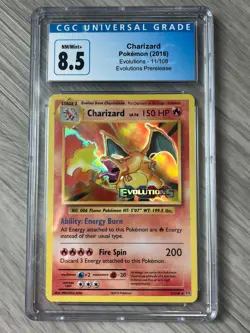 CGC 8.5 Evolutions Prerelease Charizard #11 Promo Holo Pokemon 2016 Mint - Image 1
