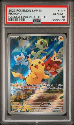 2023 POKEMON SVP EN-SV BLACK STAR PROMO #027 PIKACHU PSA 10 - Image 1
