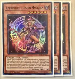Yugioh! 3x Apprentice Illusion Magician RA04-EN023 Super Rare 1st Ed NM - Image 1