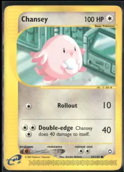 Chansey 69/147 Aquapolis Pokemon English Card (MP) - Image 1