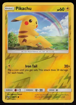 Pikachu 28/73 Common Shining Legends Reverse Holo Pokemon - Image 1