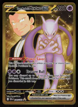 Team Rocket's Mewtwo ex 240/182 Hyper Rare Destined Rivals Pokemon - Image 1