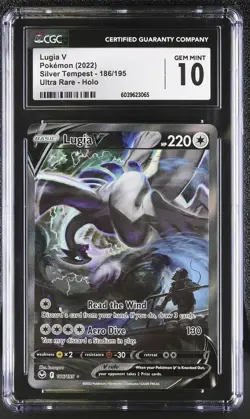 Lugia V 186/195 Ultra Rare Holo Silver Tempest Pokemon CGC 10 Gem Mint *065 - Image 1