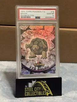 PSA 10 Gem Mt 1999 POKEMON TOPPS GOLEM #76 RAINBOW FOIL ENGLISH - Image 1