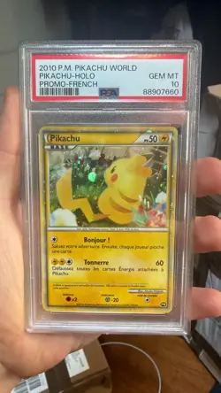 PSA 10 Pikachu Holo Promo French Pikachu World Collection 2010 Japanese Pokemon - Image 1